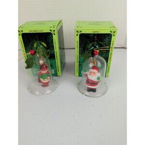 Crystal Bell Ornament Set Of 2 Holiday Bells Santa & Drummer Boy